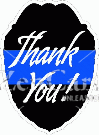 Thin Blue Line Thank You Badge Decal