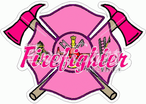 Firefighter Ladies Pink Maltese Cross w/ Axes Decal