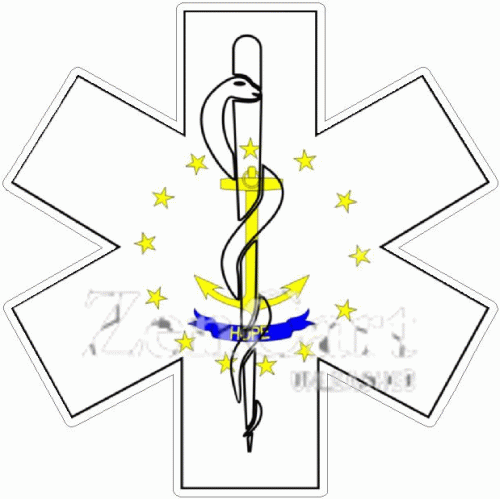 State Of Rhode Island Star Of Life Decal