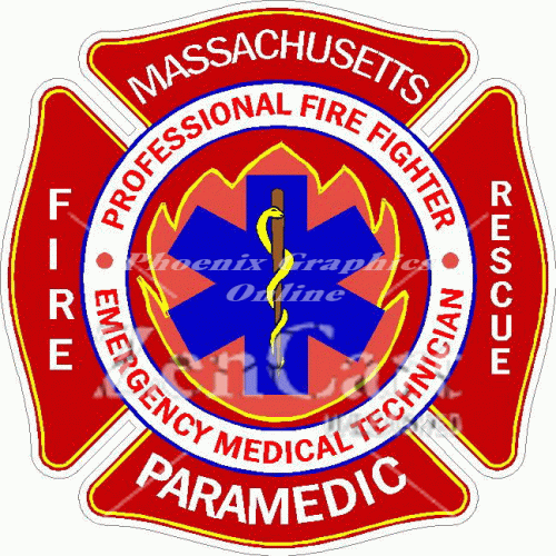 Massachusetts Professional Firefighter Paramedic Decal