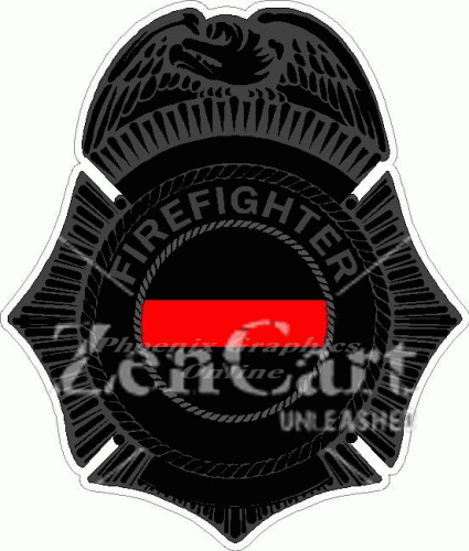 Thin Red Line Firefighter Badge Decal
