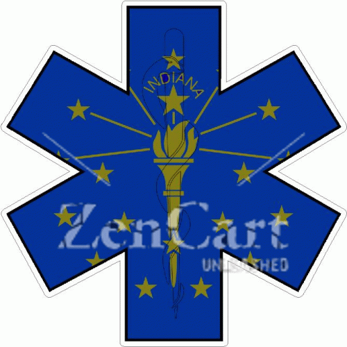 State Of Indiana Star Of Life Decal