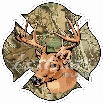 Cammo Deer Head / Deer Hunter Maltese Cross Decal