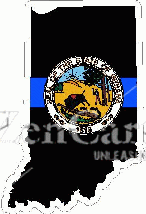 Thin Blue Line Indiana w/ State Seal Decal
