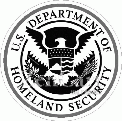 U.S. Dept. Of Homeland Security Black & White Decal