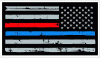 Thin Red / Blue Line Flag Distressed Decal Reverse