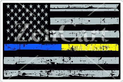 Thin Blue Yellow Line Distressed Flag Decal