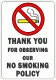 Thank You No Smoking Decal