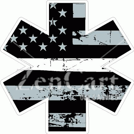 Subdued Distressed Flag White Line Star of Life Decal