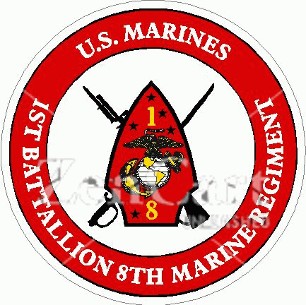 US Marines 1st Battalion 8th Marine Regiment Decal
