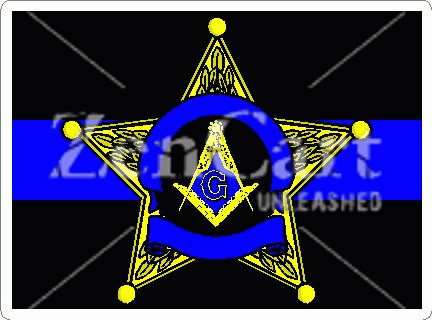 Thin Blue Line Masonic 5 Point Sheriffs Badge Decal
