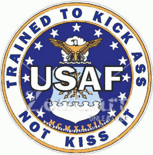US Air Firce Trained To Kick Ass Decal