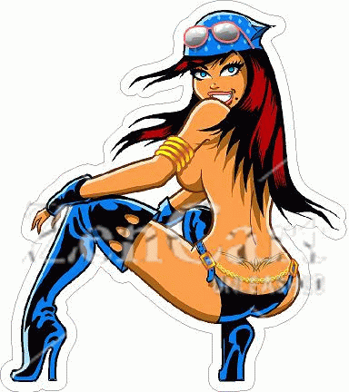Pin Up Girl Biker Chick Decal