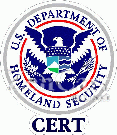U.S. Dept. Of Homeland Security CERT Decal