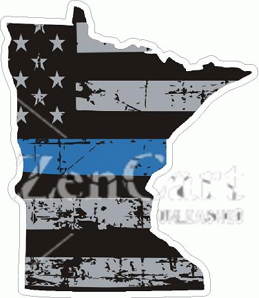 Blue Line Distressed Flag Minnesota Decal
