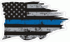 Thin Blue Line Distressed Tattered Flag Decal