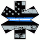 Thin Blue White Line Distressed Flag Star of Life Decal