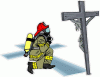 Firefighter Praying at Cross Decal