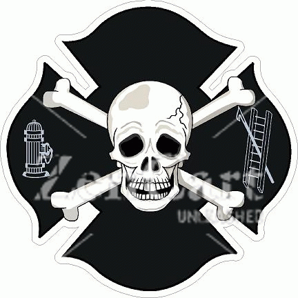 Skull & Crossed Bones Maltese Cross Decal