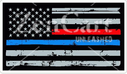 Thin Red / Blue Line Flag Distressed Decal