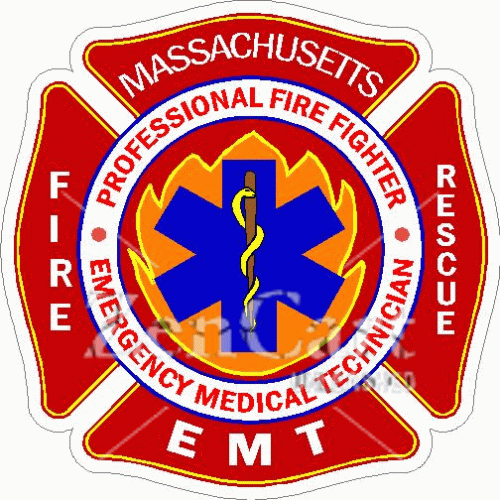 Massachusetts Professional Firefighter EMT Decal