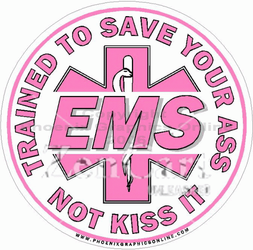 E M S Trained To Save Your Ass Not Kiss It Decal