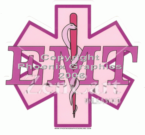 Pink Star of Life w/ EMT Decal
