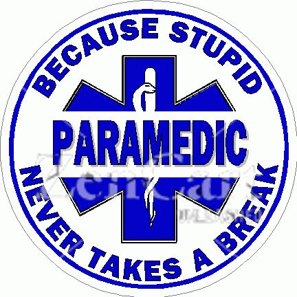 Paramedic Because Stupid Never Takes A Break Decal