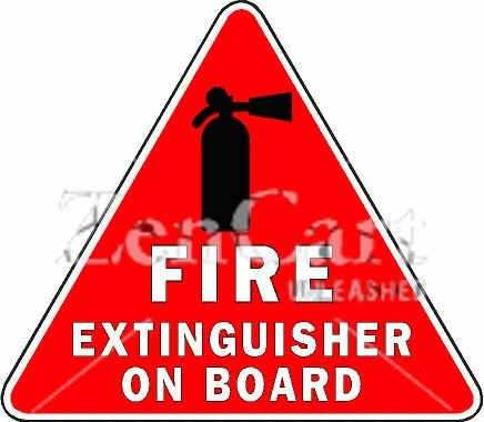 Fire Extinguisher On Board Triangle Decal