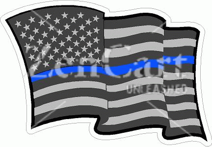 Thin Blue Line U.S. Flag Waving Decal