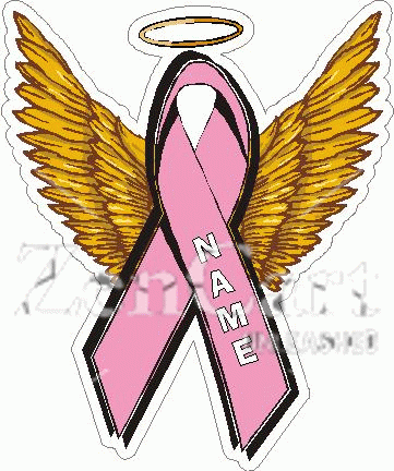 Custom Breast Cancer Pink Ribbon w/ Wings Decal