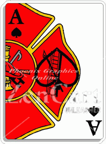 Ace of Firefighters Maltese Cross Card Decal