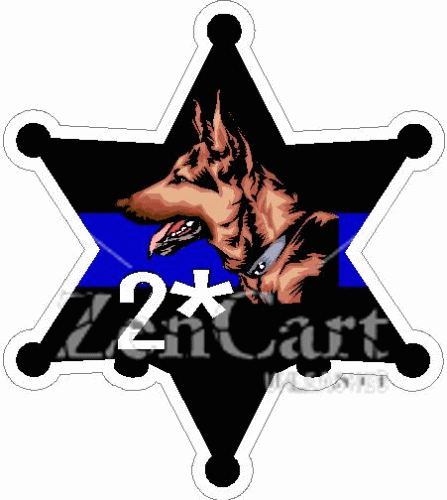 2 Ass To Risk Thin Blue Line 6 Point Star K-9 Decal