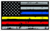 Distressed Flag Blue Yellow Red Line Dispatcher Decal