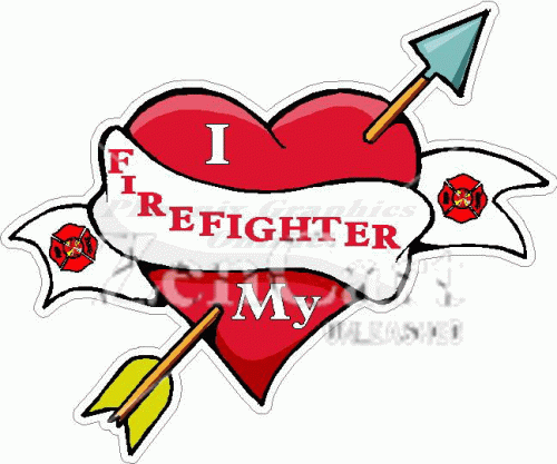 I Love My Firefighter Heart w/ Arrow Decal