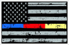 Blue Red Yellow Line Distressed Flag Decal